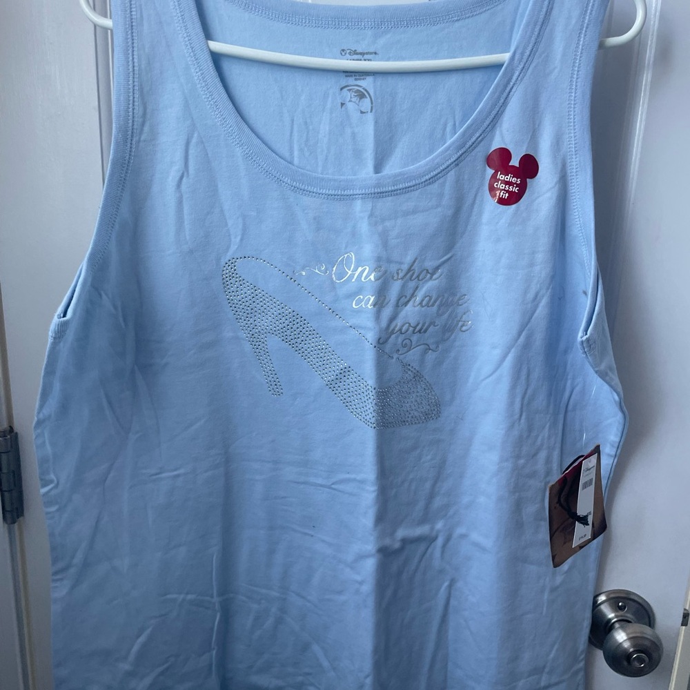 Disney Light Blue Cinderella Tank. “One Shoe Can Change Your Life”Size 2X